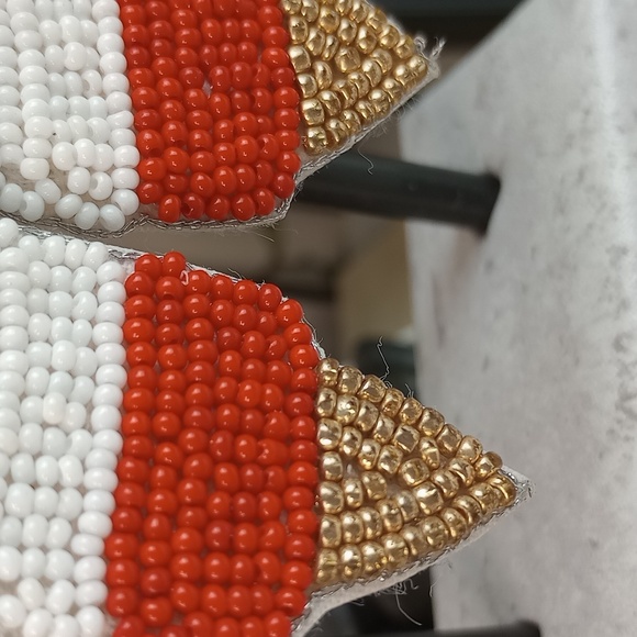 Patriotic Ice Cream Cone Seed Bead Post Earrings by Laura Janelle - Picture 2 of 5